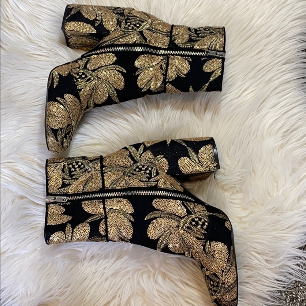 Steve Madden black and gold heeled glitter booties - Picture 3 of 6